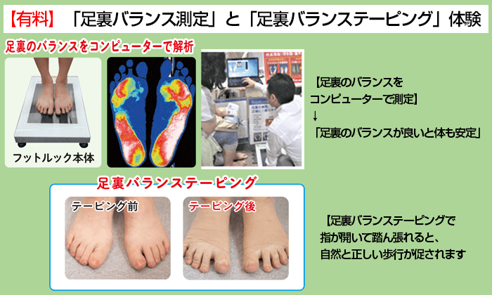 【有料】「足裏バランス測定」と「足裏バランステーピング」体験